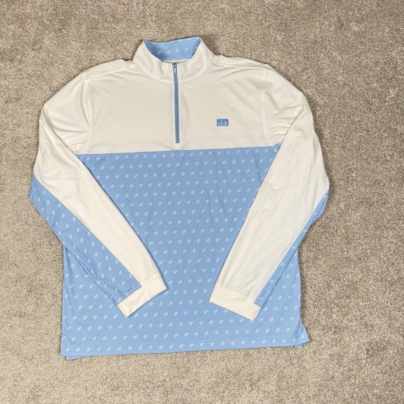 Good Good Golf Other - Good Good 1/4 Zip Golf Club Long Sleeved Blue Cream Logo Stretch Mens XXL 2XL